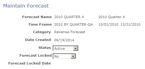 Maintain Forecast page