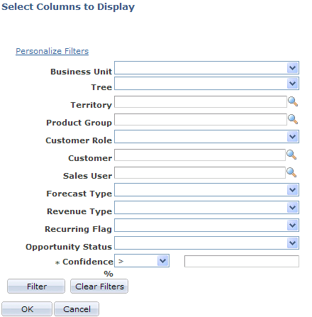 Select Columns to Display page