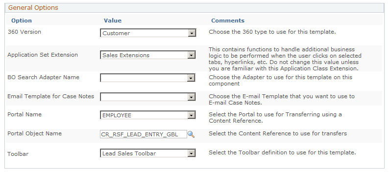 Display Template page of the Lead component (2 of 2)