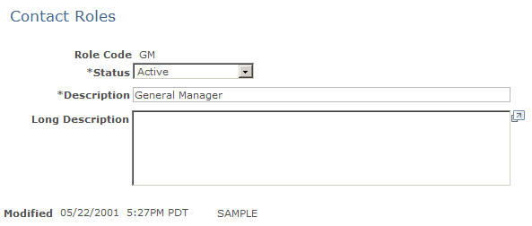 Contact Roles page