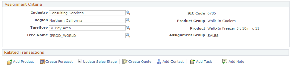 Opportunity - Assign page (2 of 2)