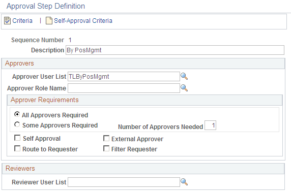 Approval Step Definition page