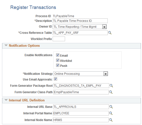 Register Transactions page