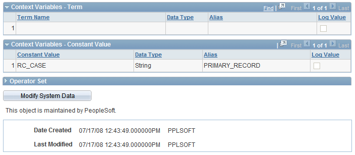 Manage Context Object - Definition page (2 of 2)