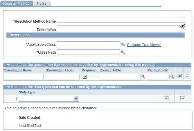 Register Method page