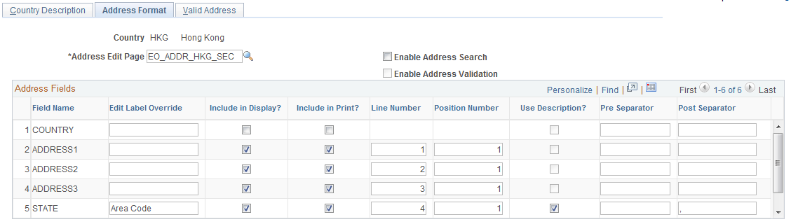 Address Format page