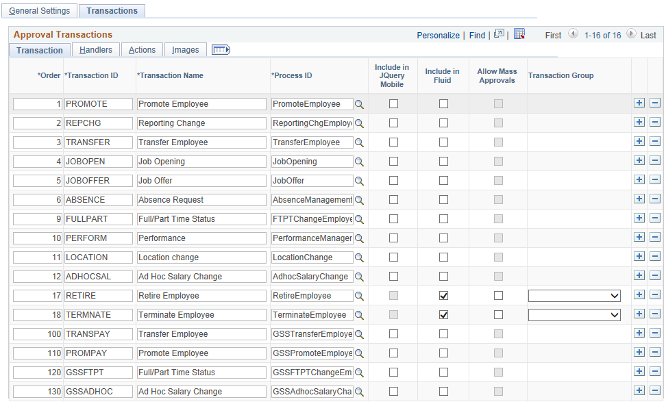 Mobile Approval Options Transactions tab