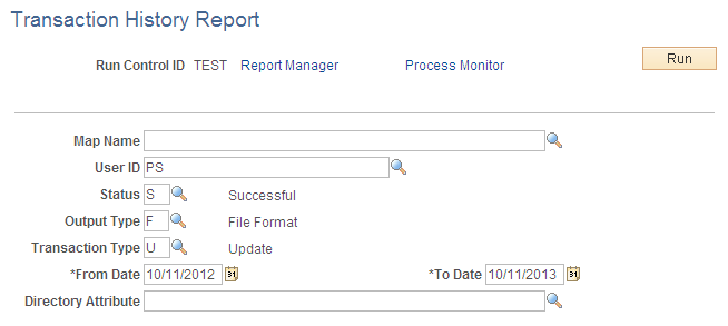 Transaction History Report page