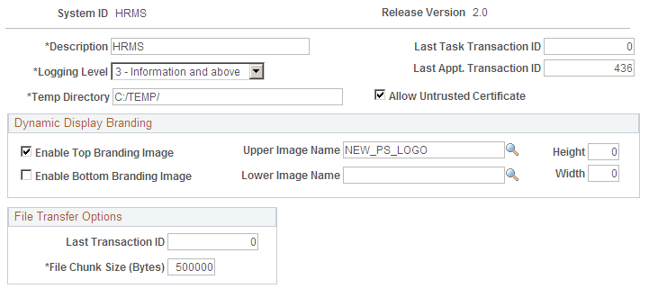 System Setup page