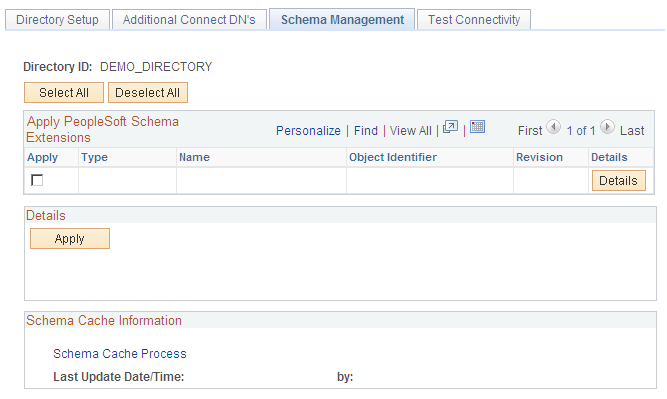 Schema Management page