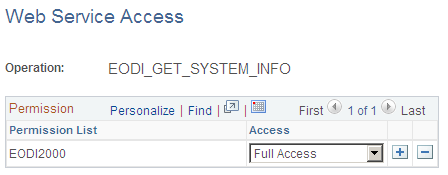 Web Service Access page