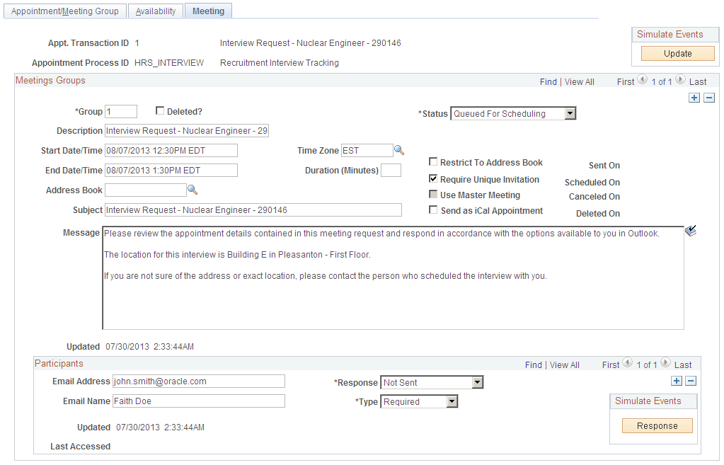 Appointment Queue - Meeting page