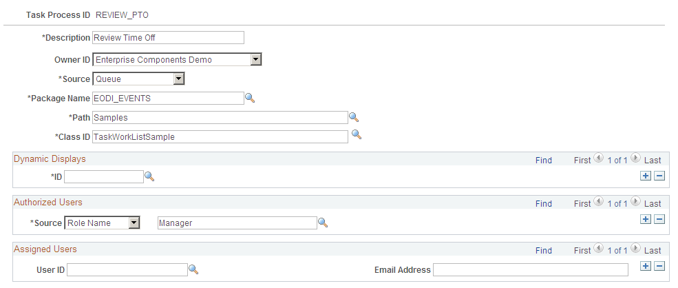 Task Registration page