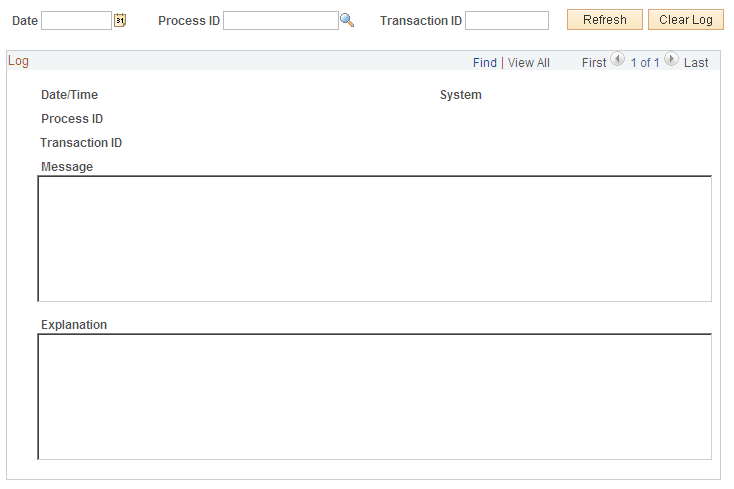 Desktop Integration Log page