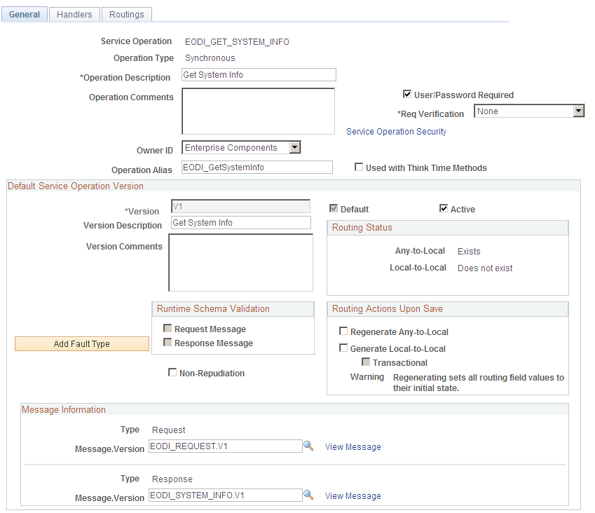 Service Operations - General page