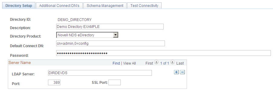 Directory Setup page