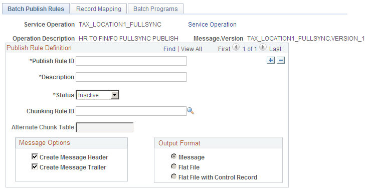 Batch Publish Rules page