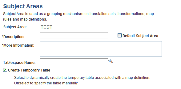 Subject Areas page