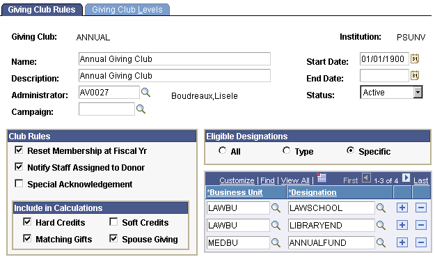 Giving Club Rules page