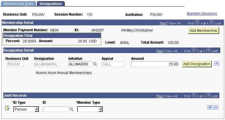 Designations page