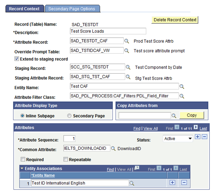 Record Context page