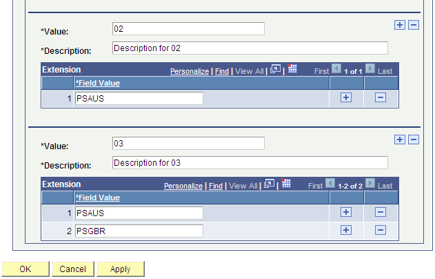 Example of filtering an attribute's list of values (2 of 2)