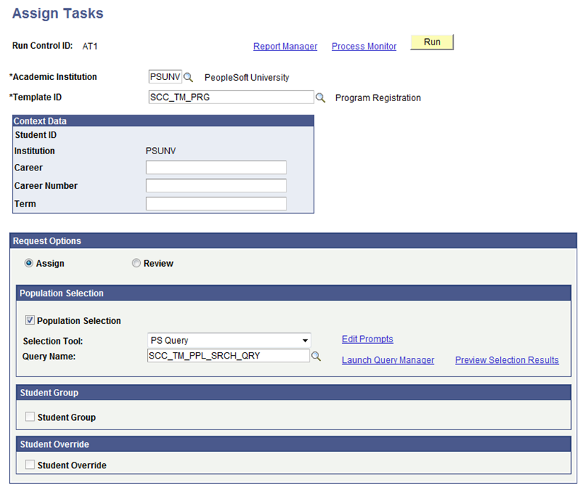Assign Tasks page