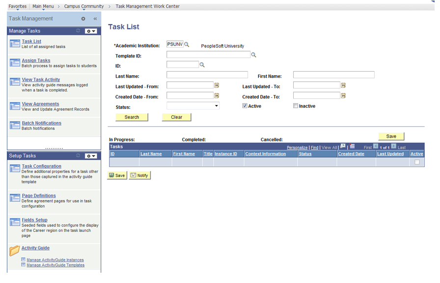 Task Management WorkCenter