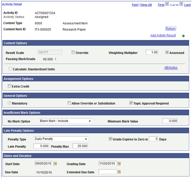Example: Content Type = Assessment Item Detail