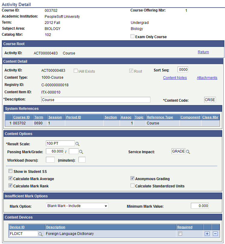 Activity Detail page