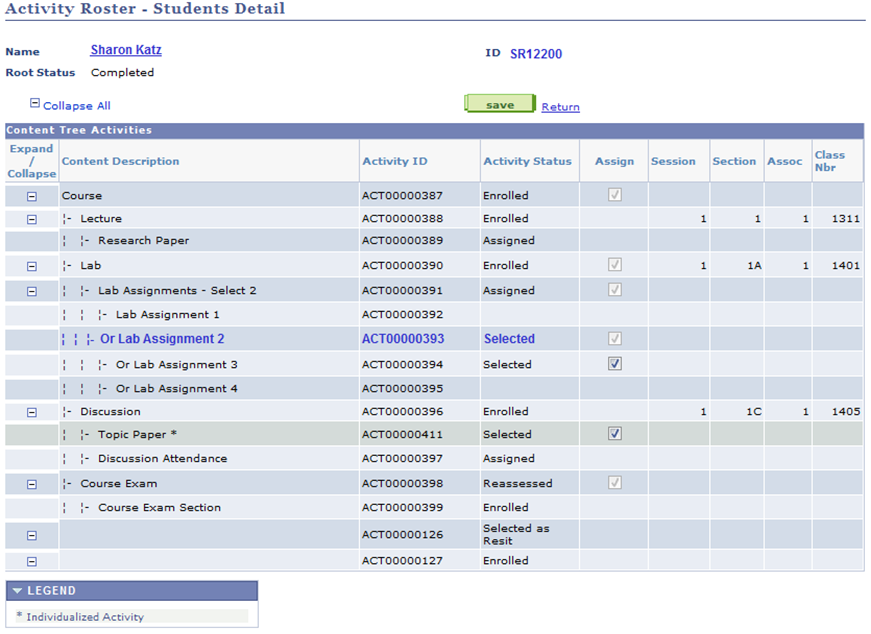 Activity Roster â Students Detail page