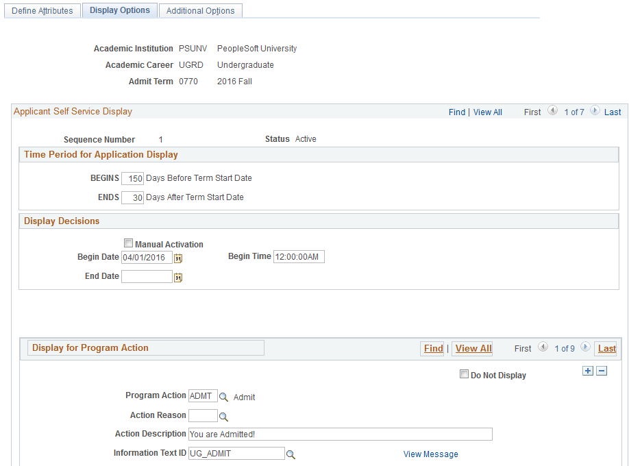 Display Options page