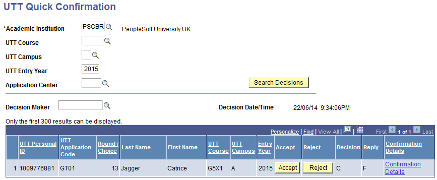 UTT (Universities and Colleges Admissions Service Teacher Training) Quick Confirmation page