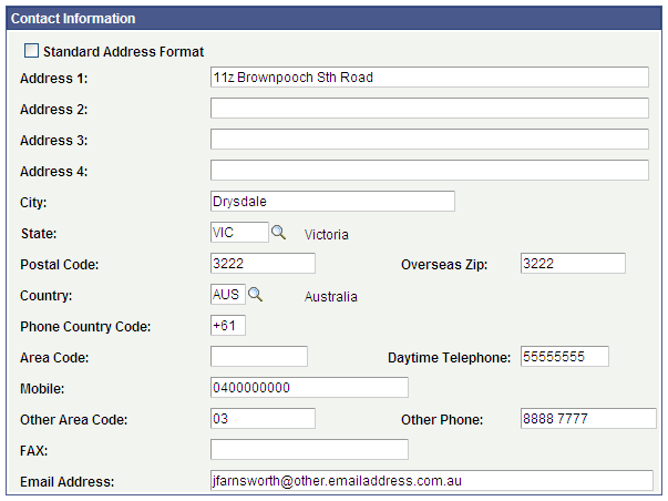 Personal Information page (2 of 2)