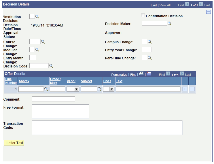 UTT (Universities and Colleges Admissions Service Teacher Training) Decision Processing page (3 of 3)