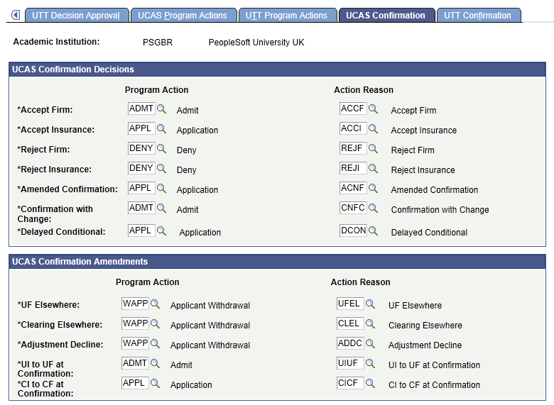 UCAS (Universities and Colleges Admissions Service) Confirmation page (1 of 2)