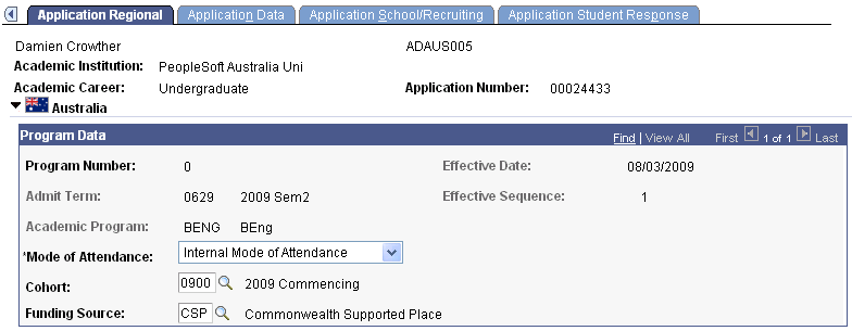 Application Regional page: Australia