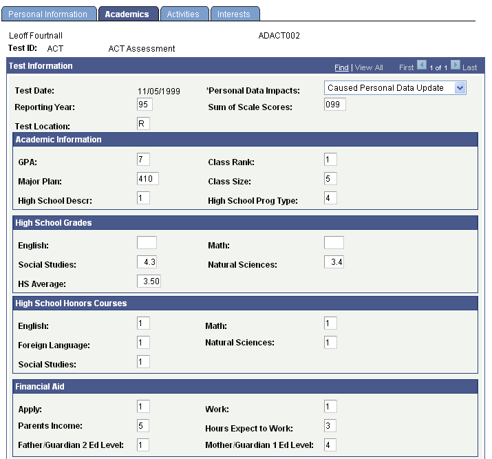 Academics page (1 of 2)