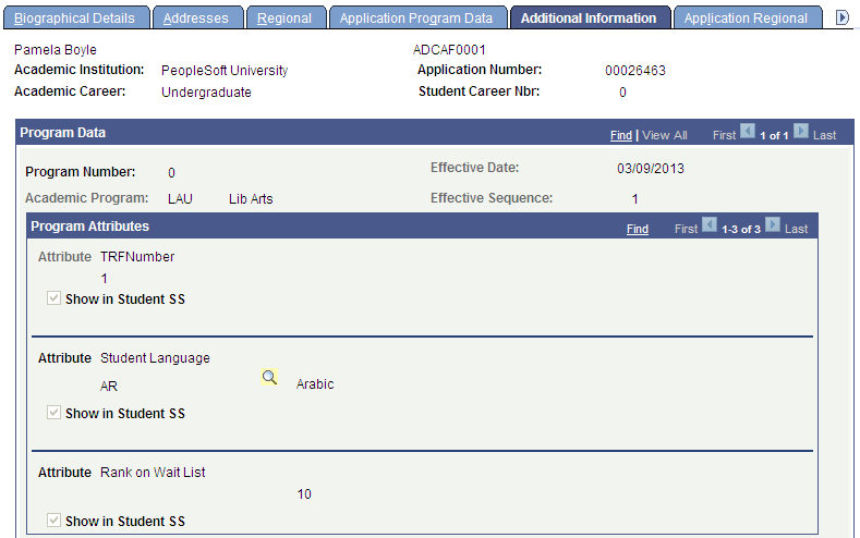 Additional Information page (1 of 2)