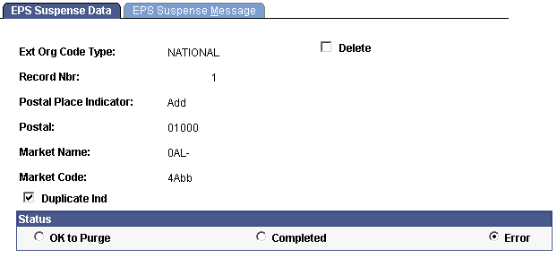 EPS Suspense Data page