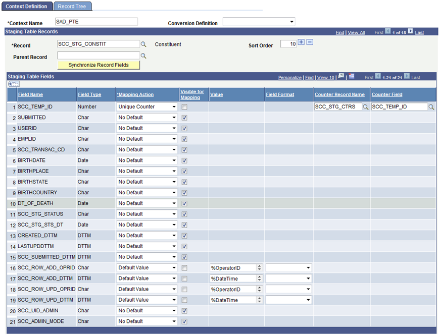 Example of a context definition