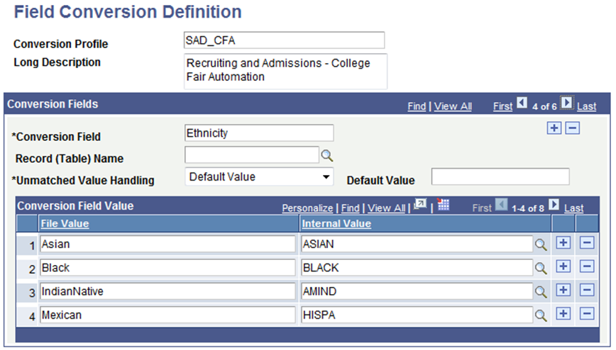 Example of a field conversion definition