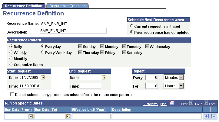 Recurrence Definition page