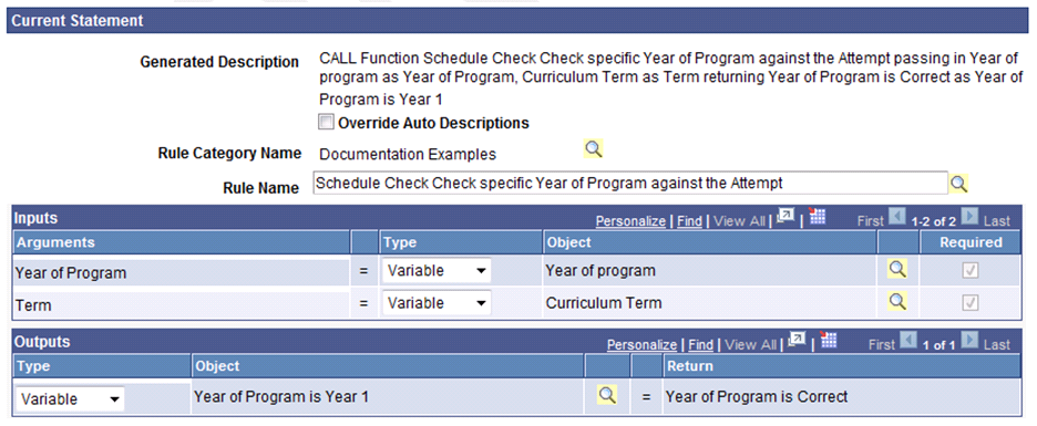 Example of Call Statement for Contextual Reference