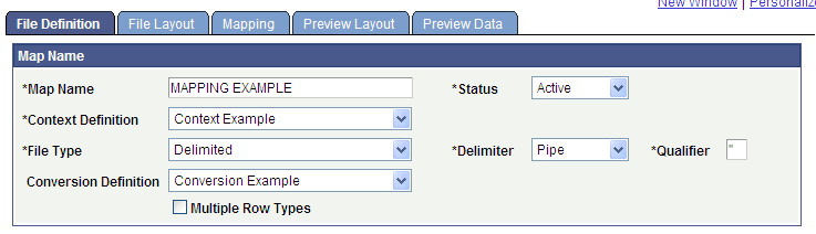 File Definition page