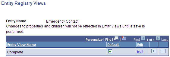 Entity Registry Views page