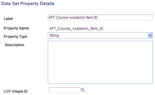 Data Set Property Details page