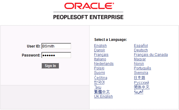 PeopleTools login page