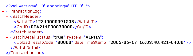 Example of upload results