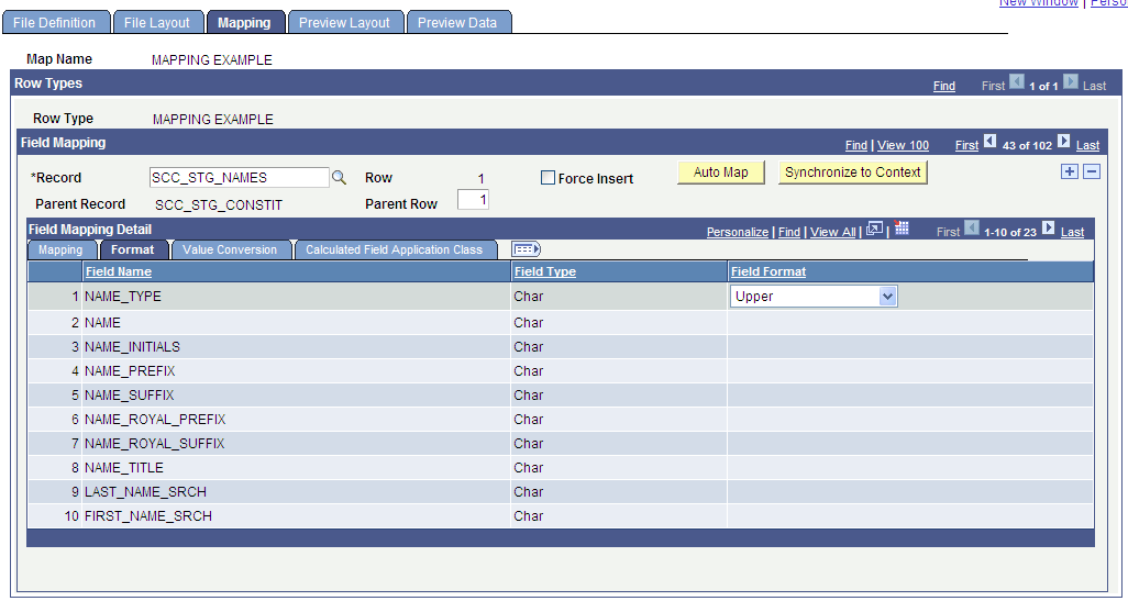 Mapping page - Format tab